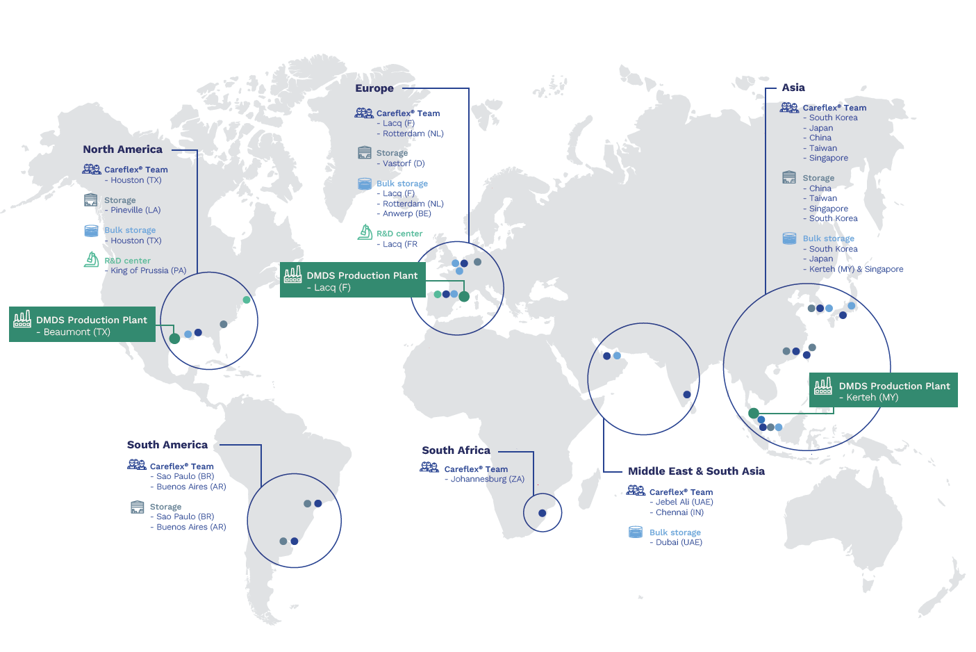 DMDS (Dimethyl disulfide) Logistic and Supply Map